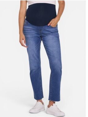 Ingrid & Isabel Deep Blue Jeggings Over the Belly Back Support Cat Whisker Fade